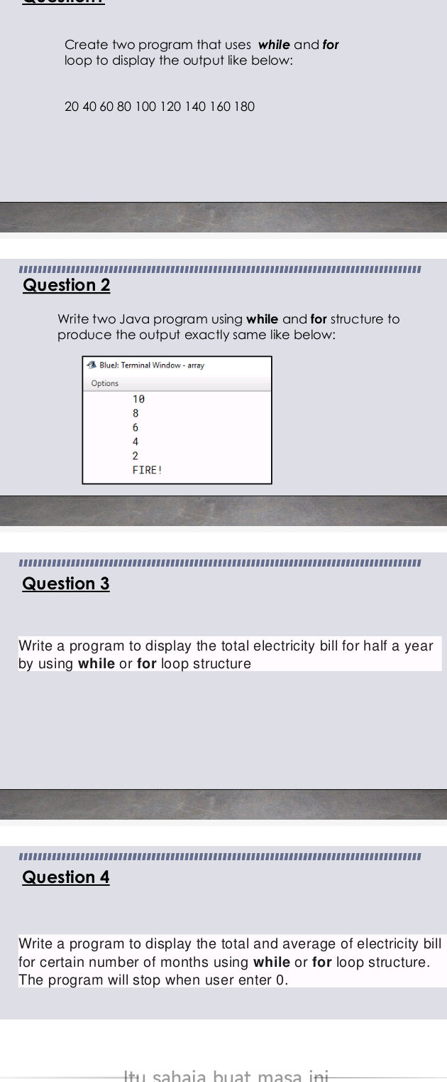 Create two program that uses while and for | StudyX