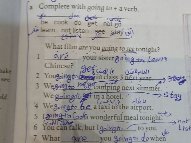 a Complete with going to + a verb be cook do | StudyX