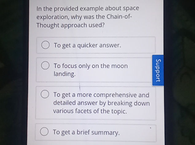 In the provided example about space