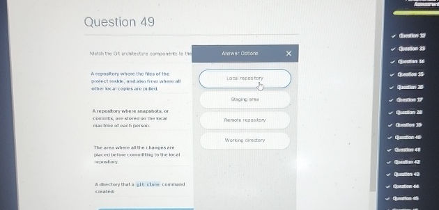 Question 49 Match the Git architecture | StudyX