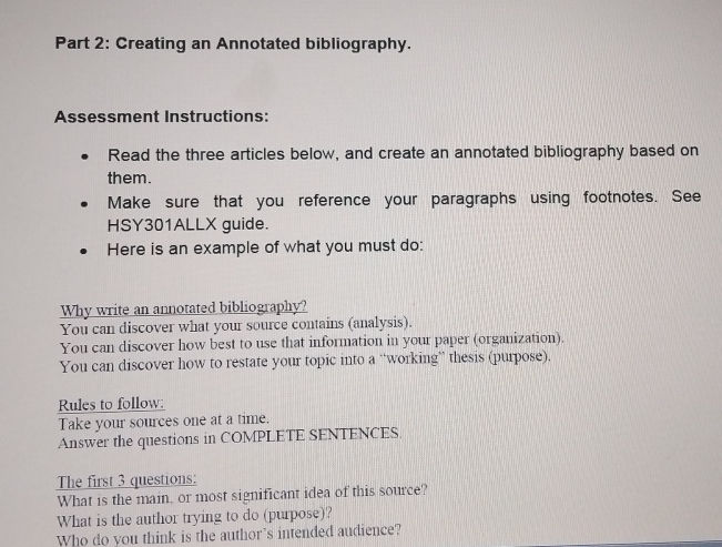 Part 2 Creating an Annotated bibliography | StudyX