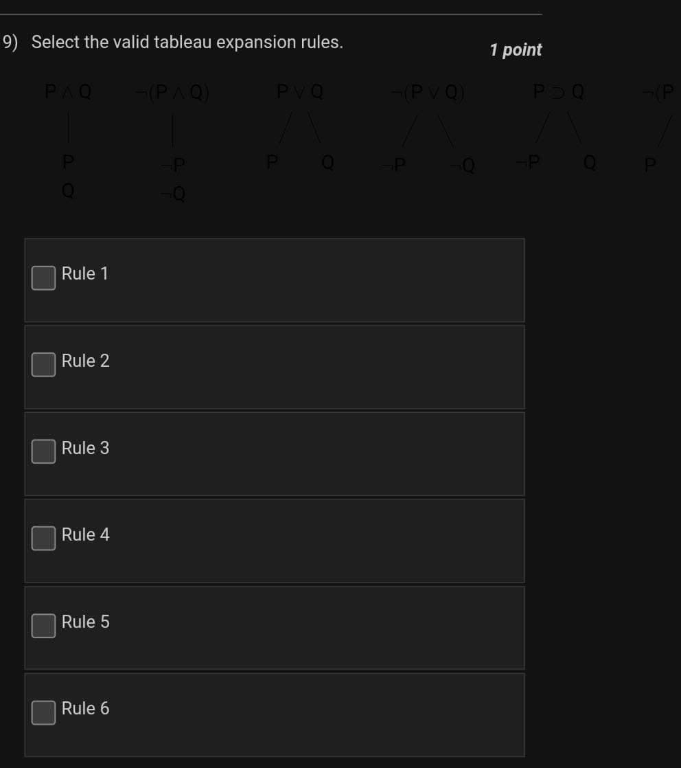 Tableau Rules 9) Select the valid tableau expansion rules | StudyX