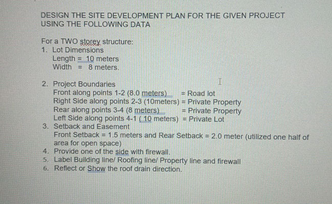 Site Development Sample Format DESIGN THE SITE DEVELOPMENT PLAN FOR THE | StudyX