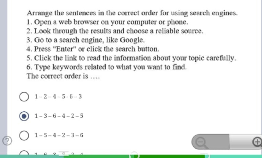Arrange the sentences in the correct order