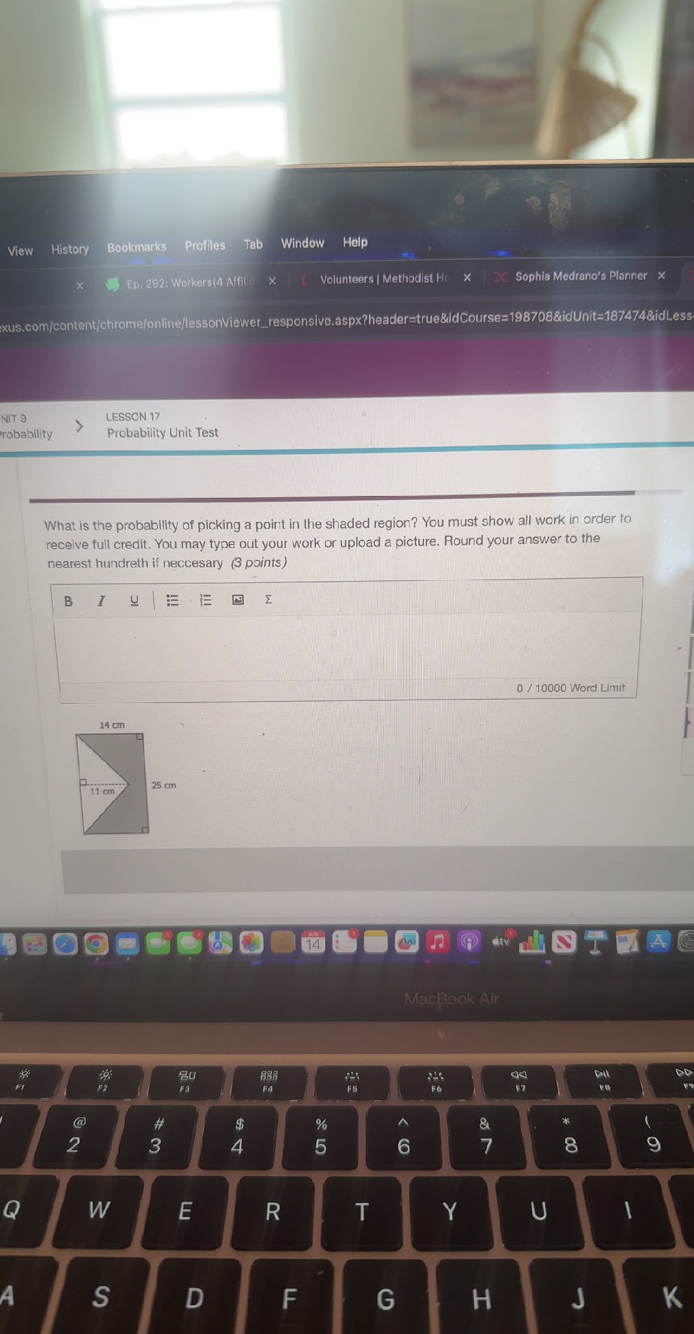 What is the probability of picking a point