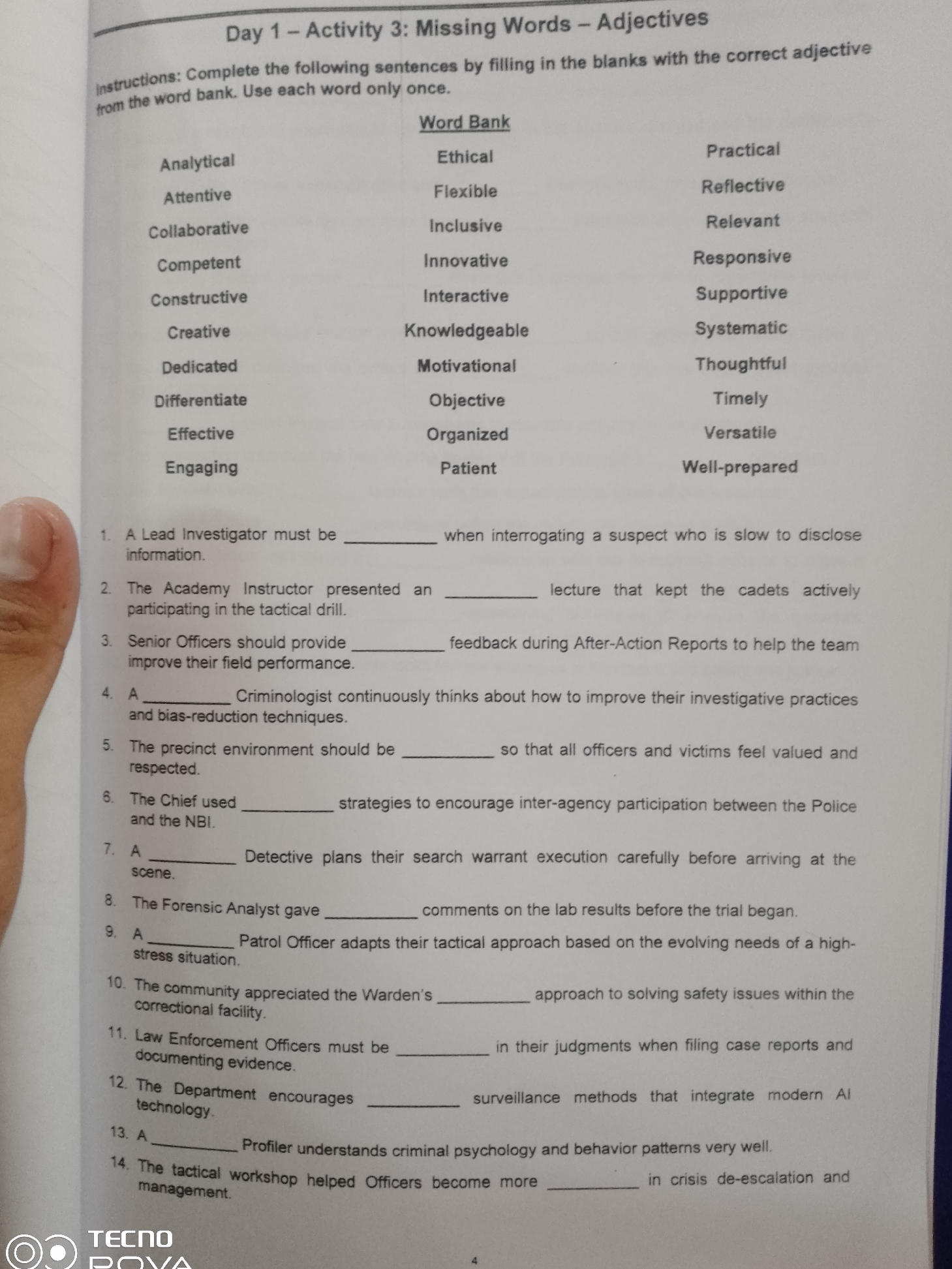 Day 1 - Activity 3: Missing Words