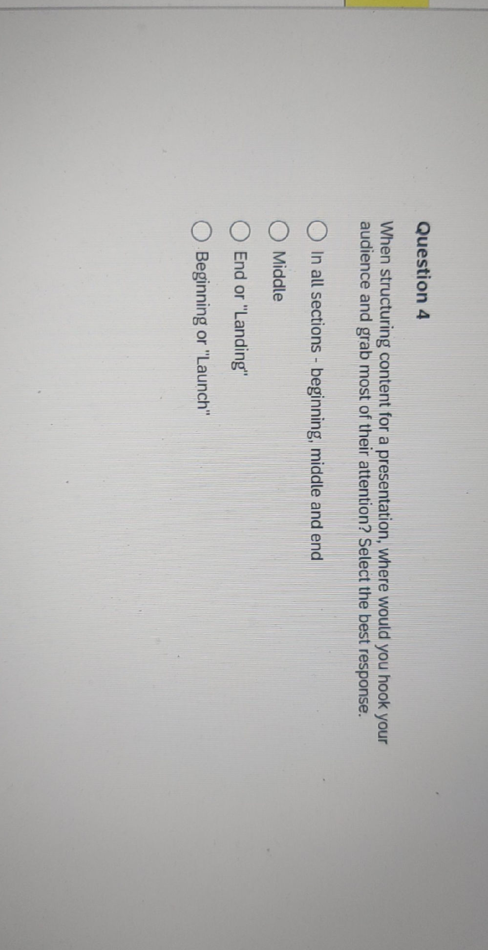 When structuring content for a presentation,
