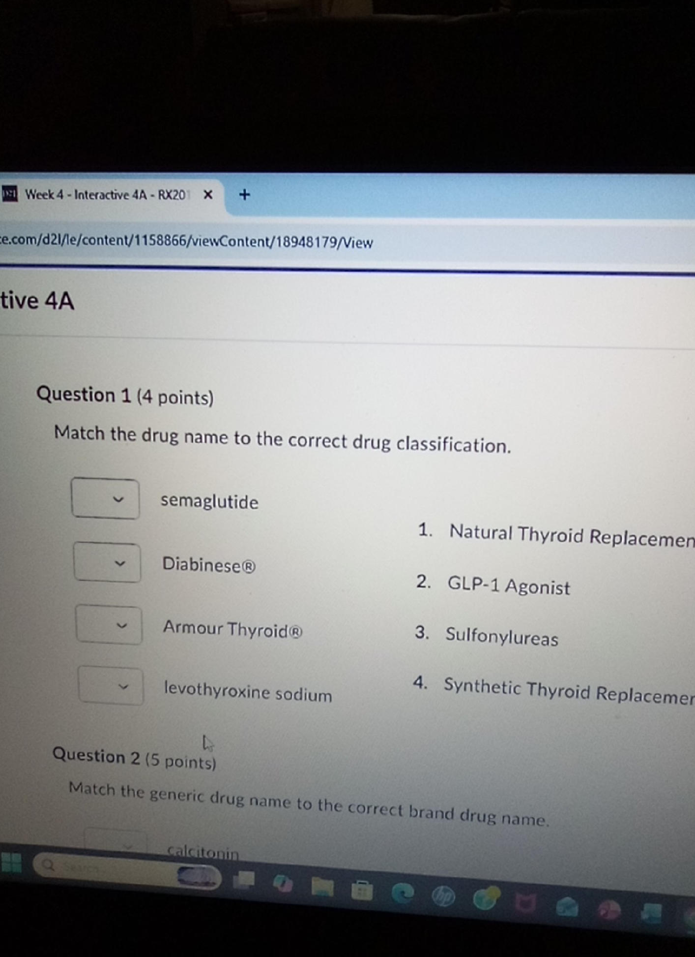 Match the drug name to the correct drug