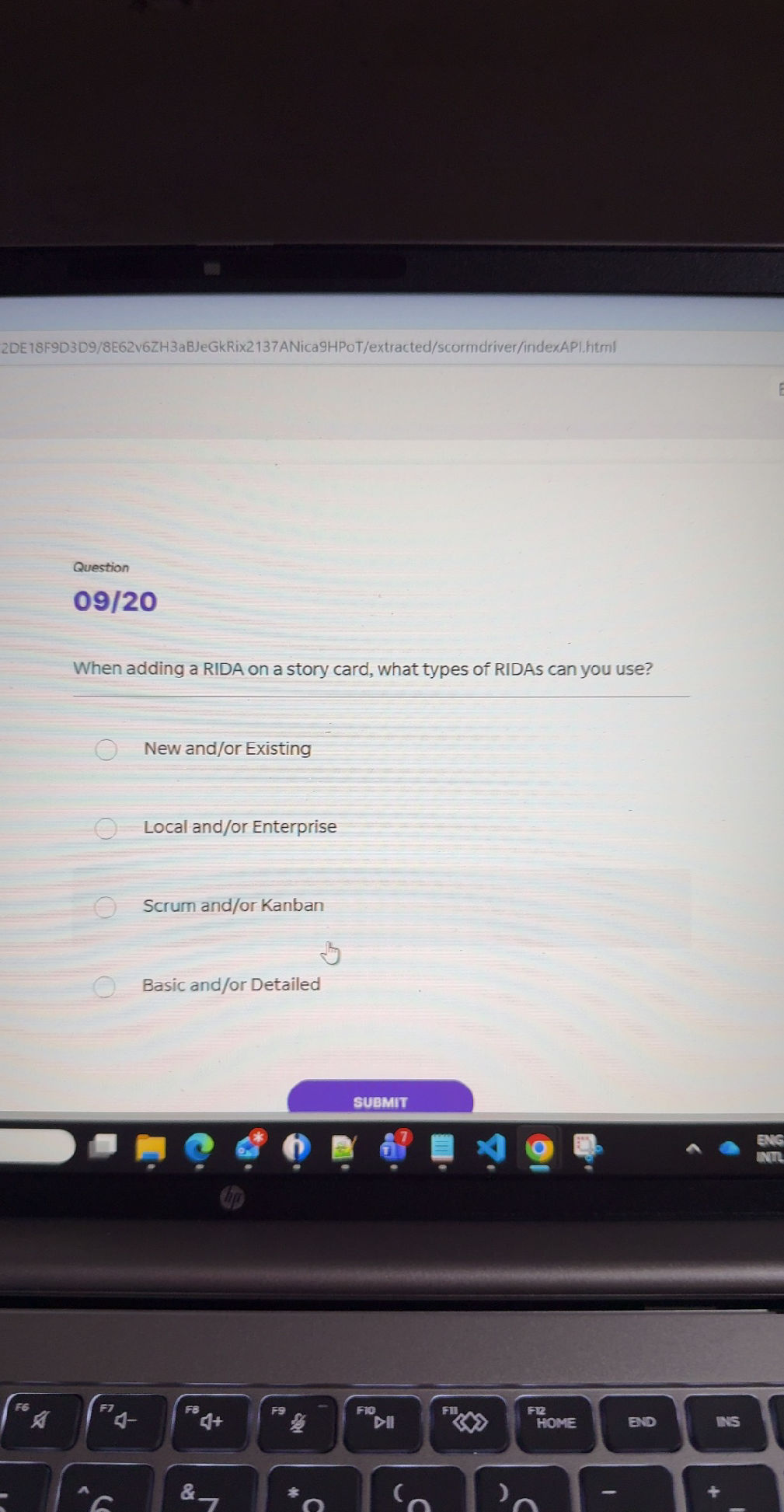 Question 09/20 When adding a RIDA on a story