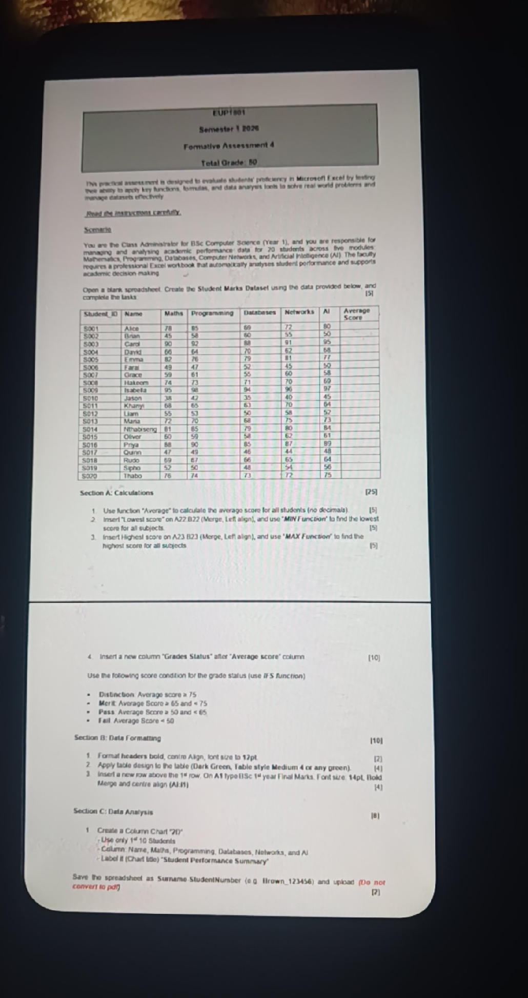 Section A: Calculations 1. Use function
