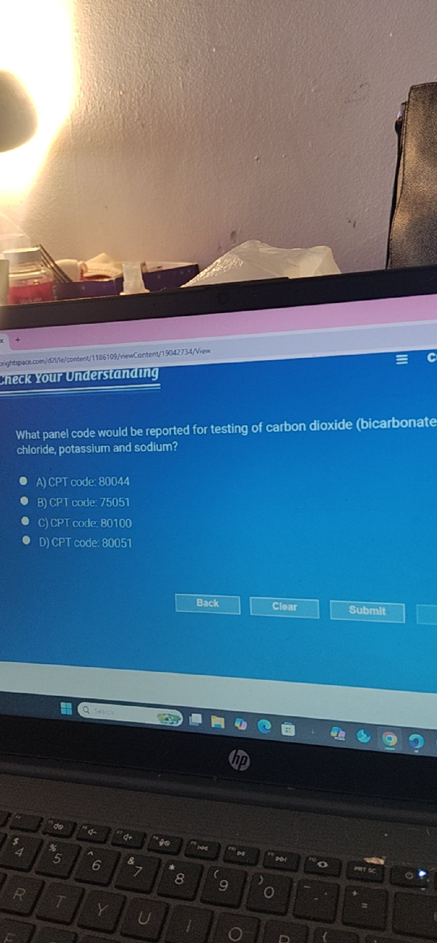 What panel code would be reported for