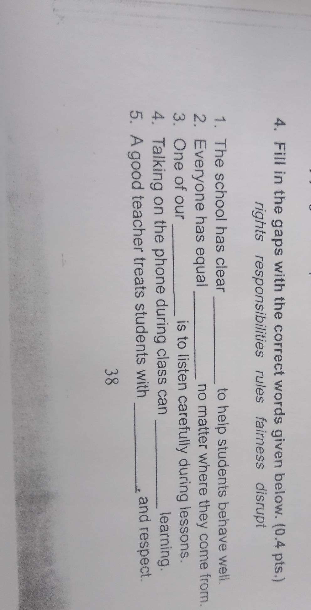 Fill in the gaps with the correct words