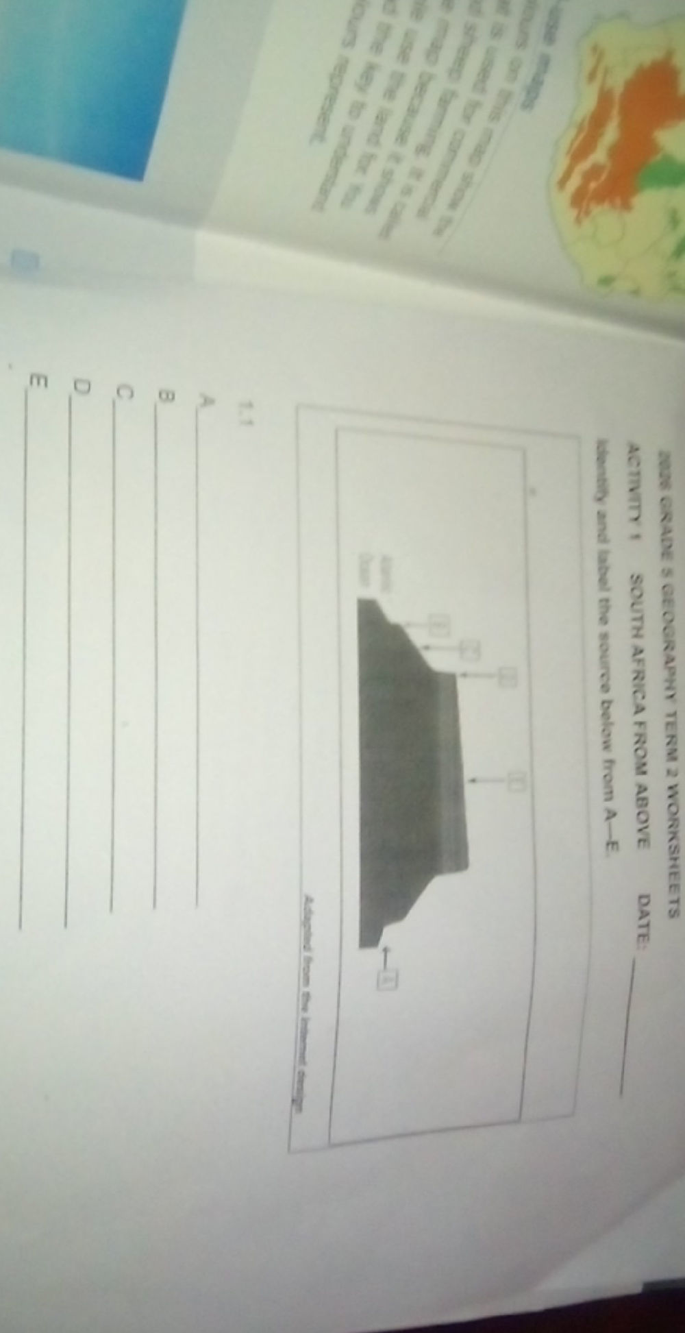 2026 GRADE 5 GEOGRAPHY TERM 2 WORKSHEETS