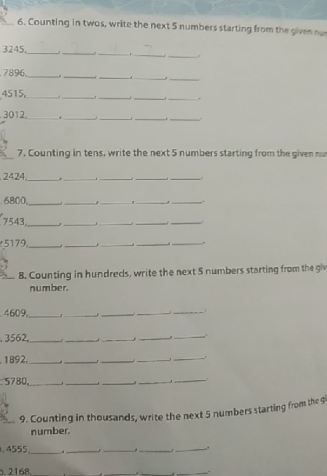 Write Next Numbers Counting in twos, write the next 5 numbers