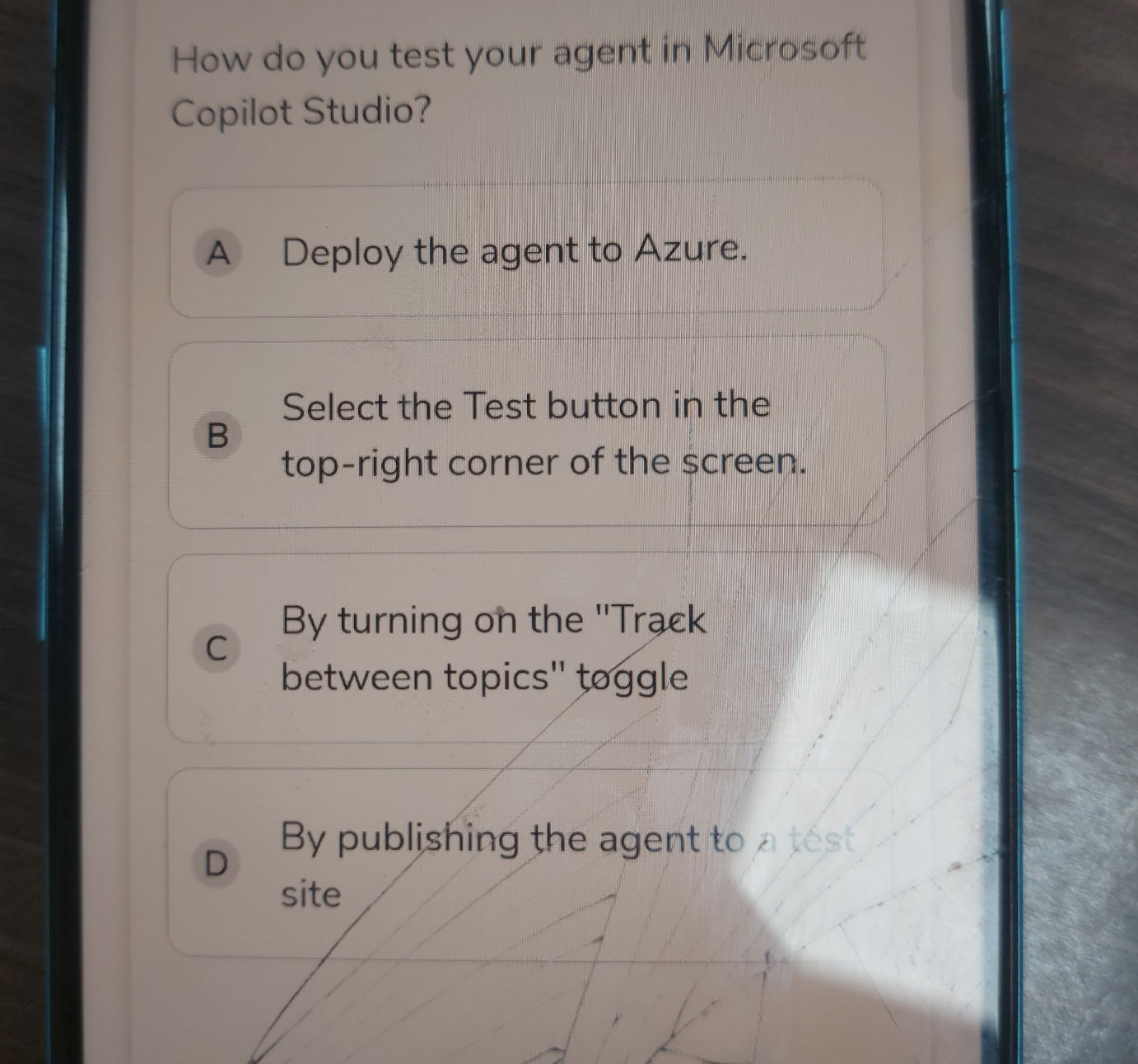 How do you test your agent in Microsoft