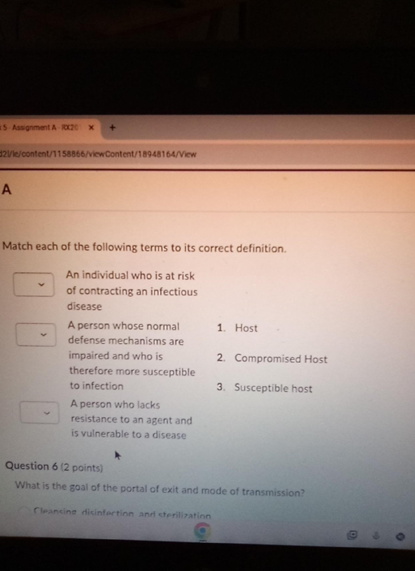 Compromised Host Match each of the following terms to its