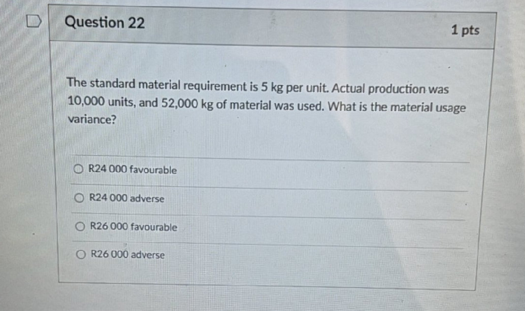 Using Some Standard Material The standard material requirement is 5 kg