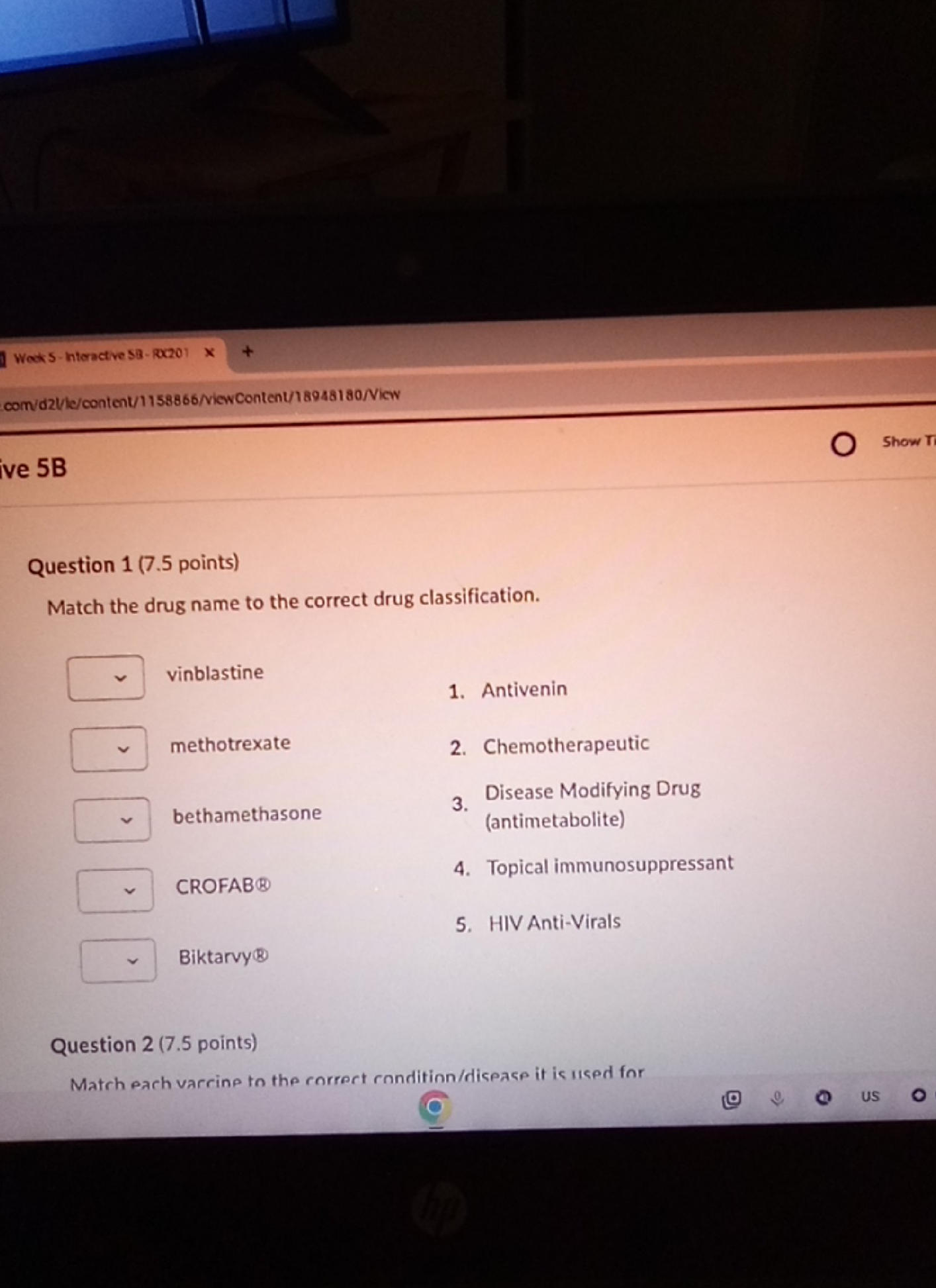 Match the drug name to the correct drug