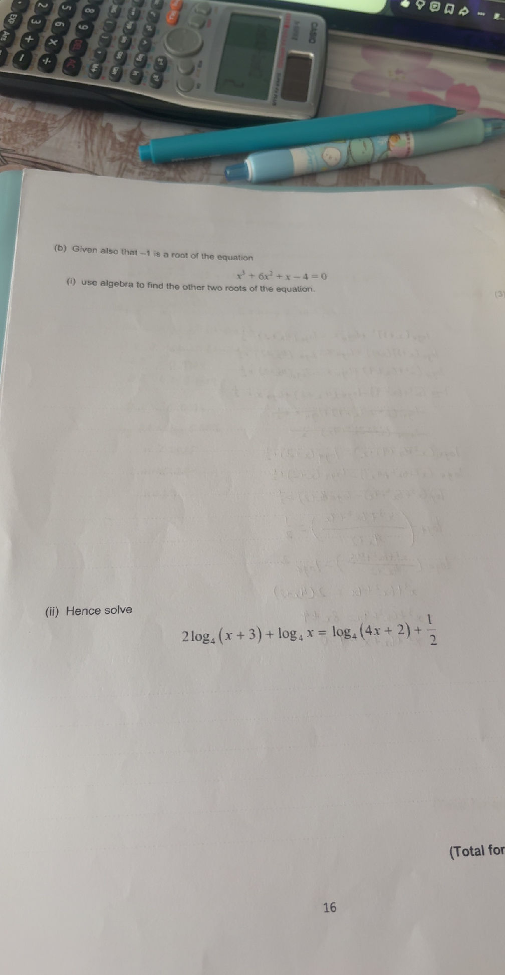 (b) Given also that $-1$ is a root of the