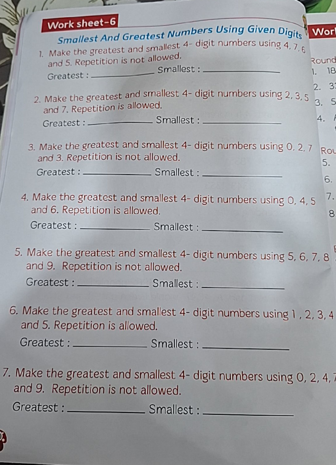 Make the greatest and smallest 4- digit