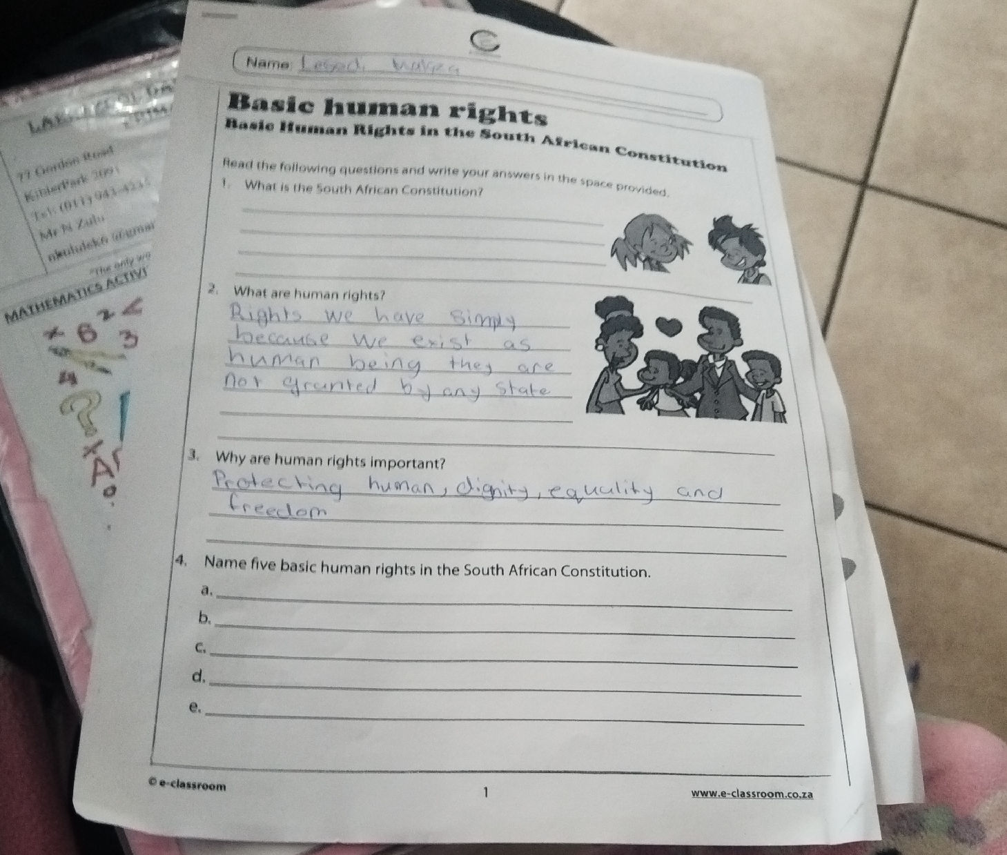 Name: Leved Marra Basic human rights Basic