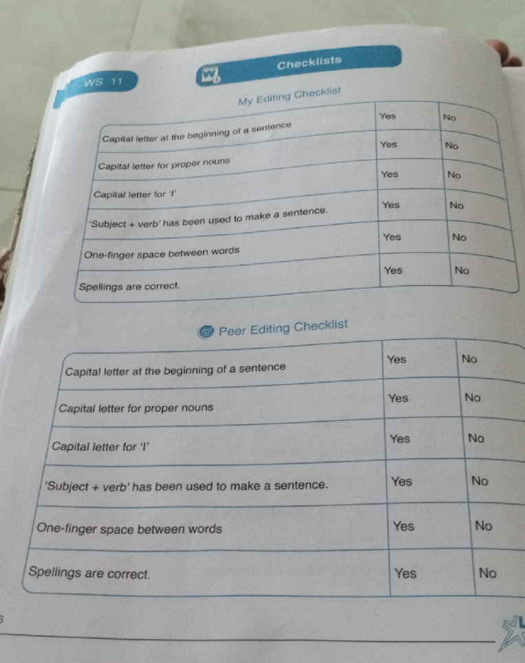 My Editing Checklist Capital letter at the