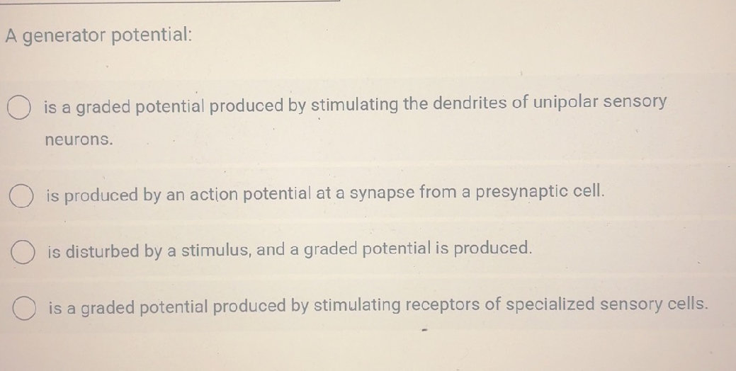 A generator potential: is a graded potential