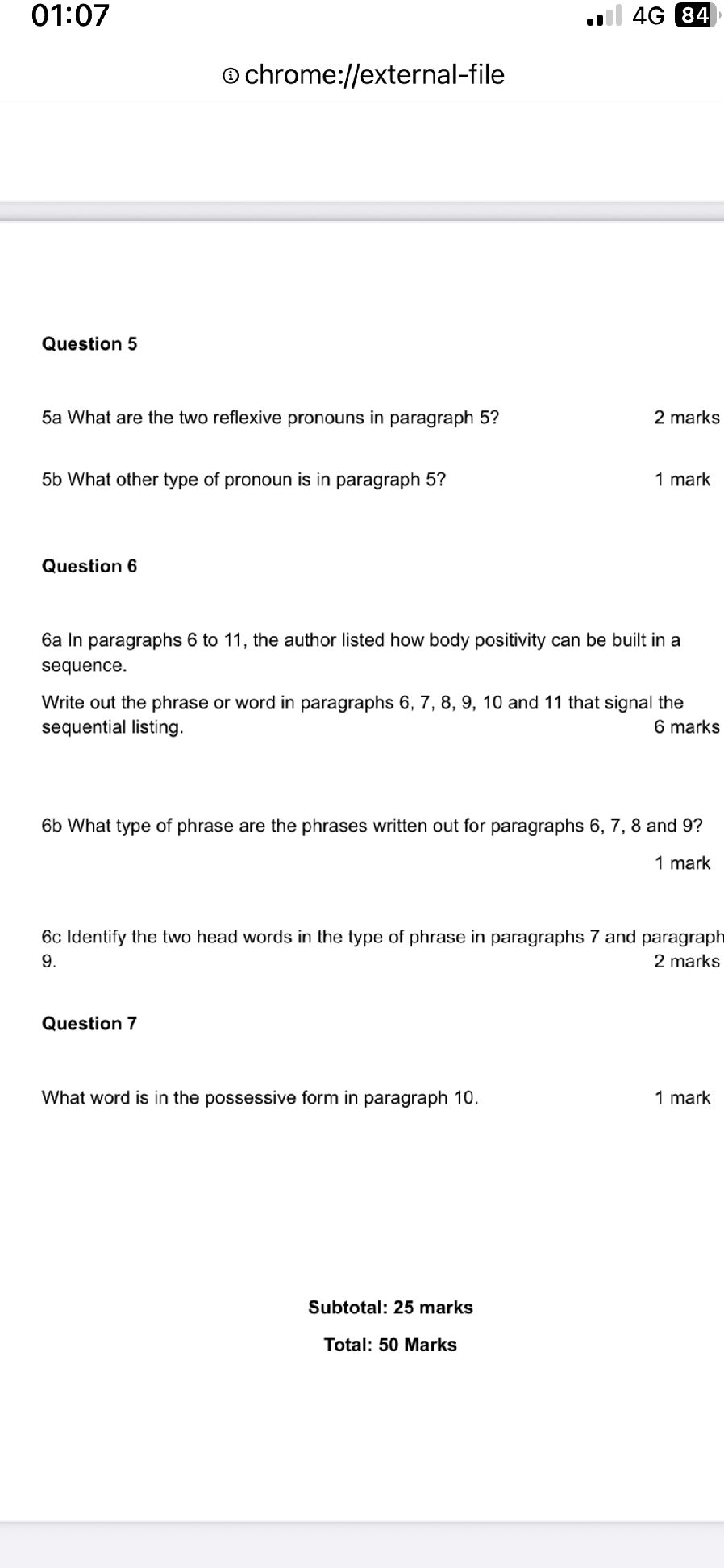 6a In paragraphs 6 to 11, the author listed
