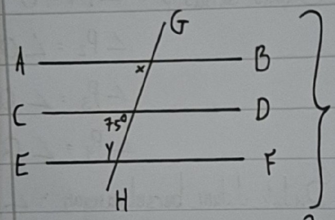 In the diagram, lines AB, CD, and EF are