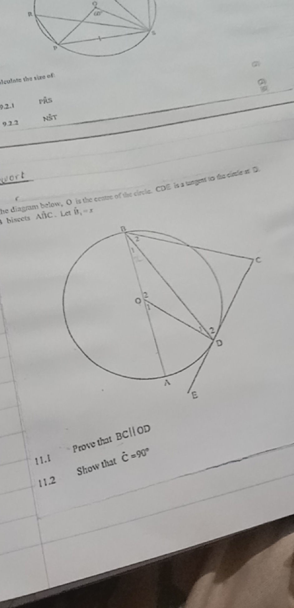 The diagram below, O is the centre of the