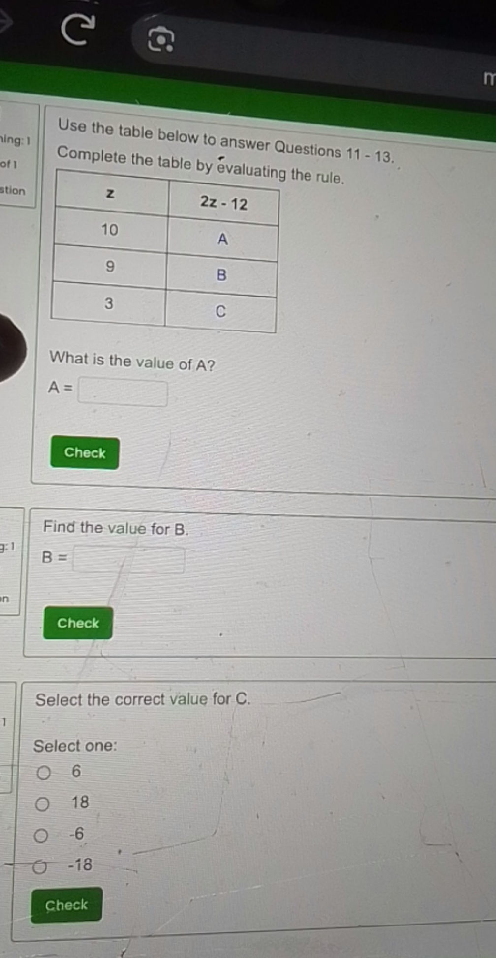 Use the table below to answer Questions 11