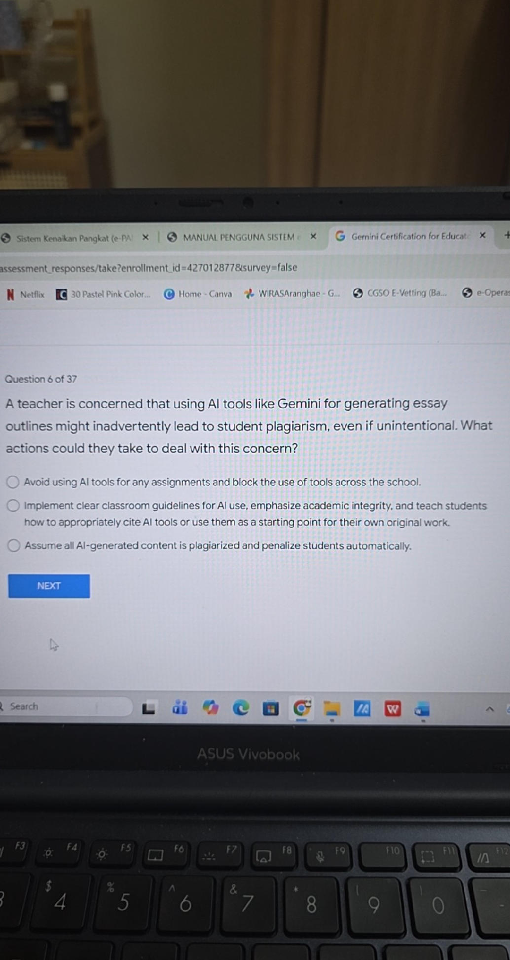 A teacher is concerned that using Al tools