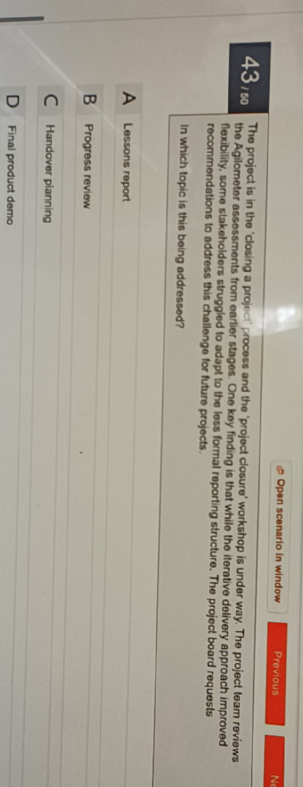The project is in the 'closing a project'