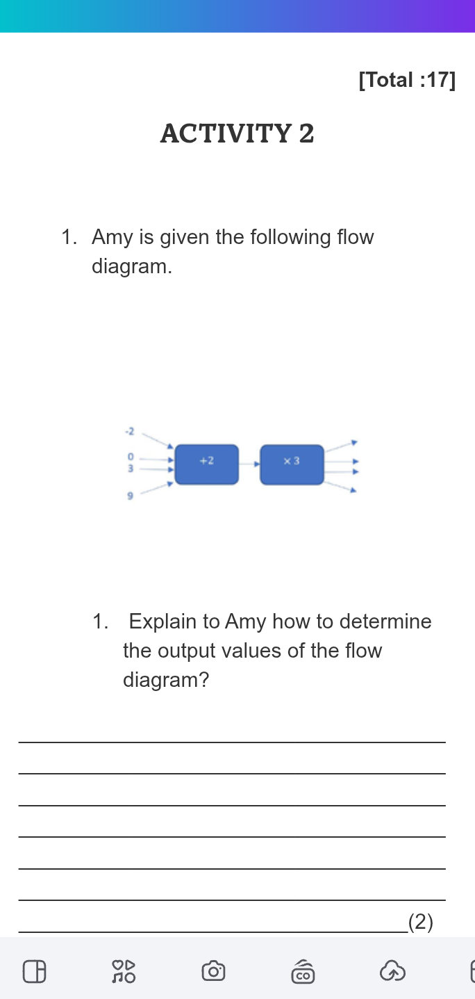 Amy is given the following flow diagram.