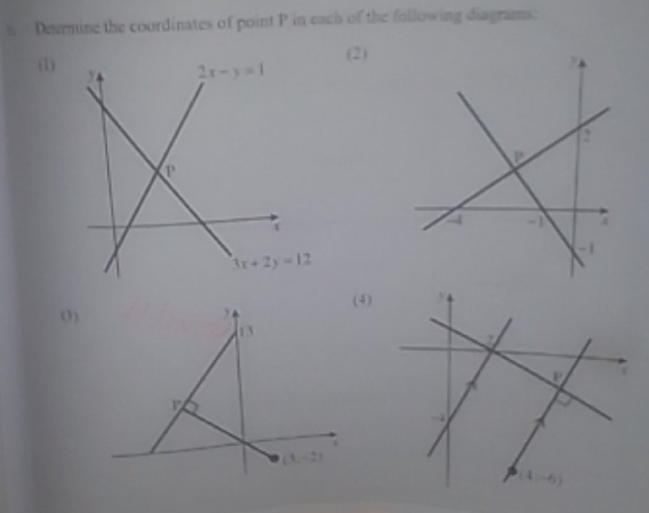 Determine the coordinates of point P in each