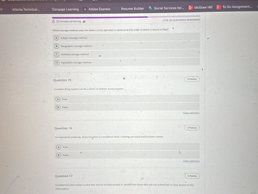 Which storage method uses the letters of the | StudyX