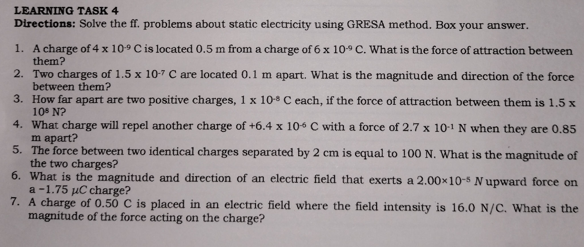 LEARNING TASK 4 Directions: Solve the ff. | StudyX