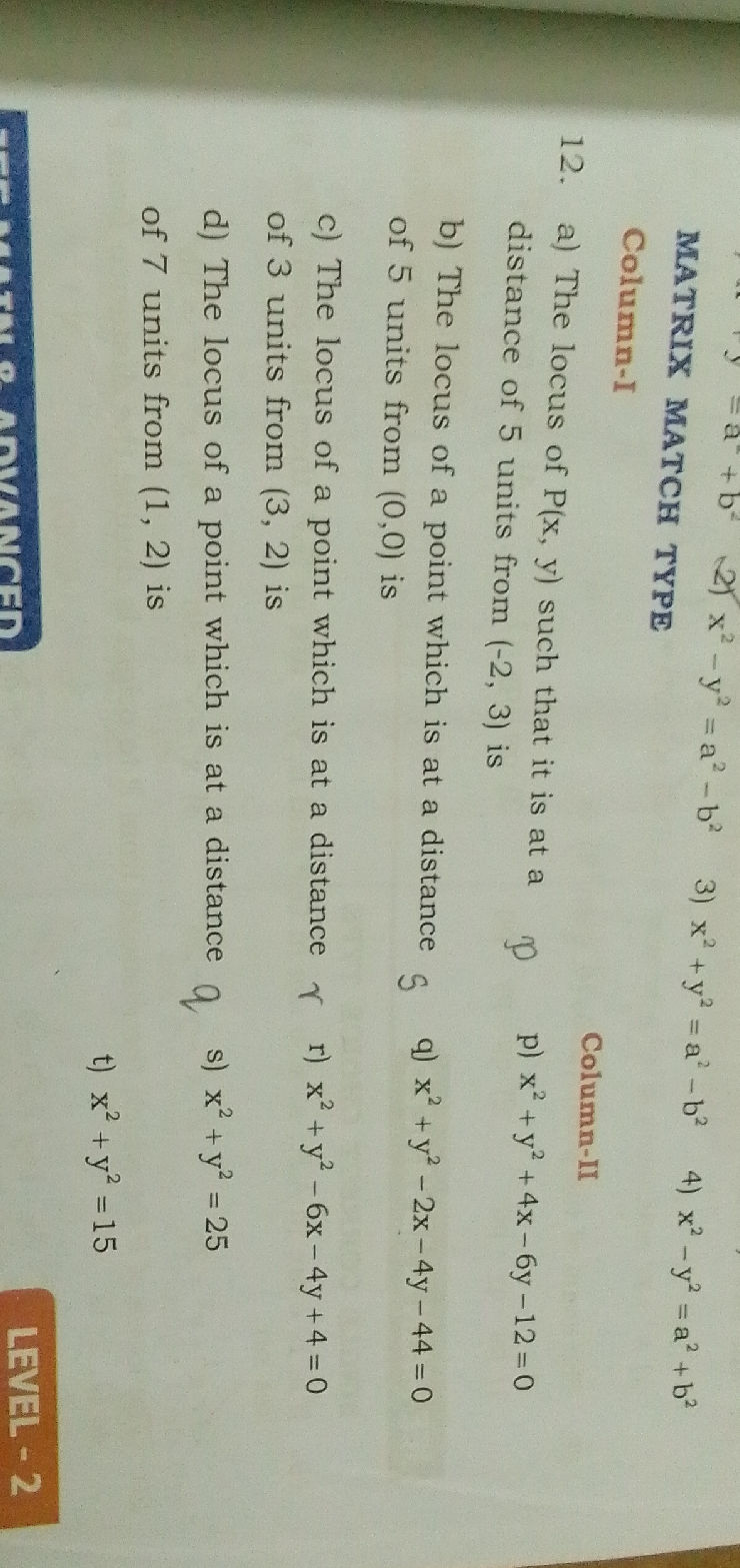 MATRIX MATCH TYPE Column-I 12. a) The | StudyX