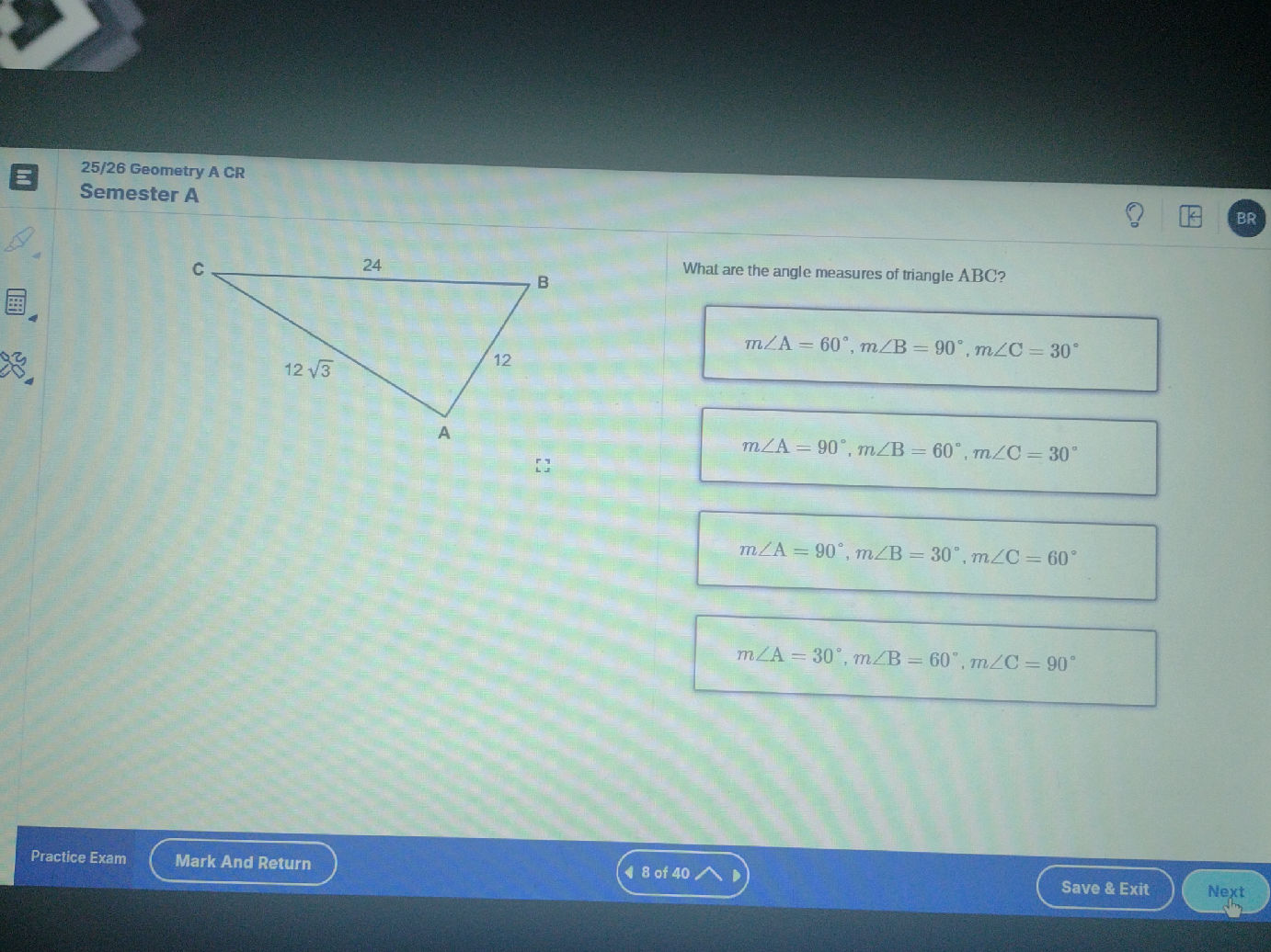 What are the angle measures of triangle | StudyX