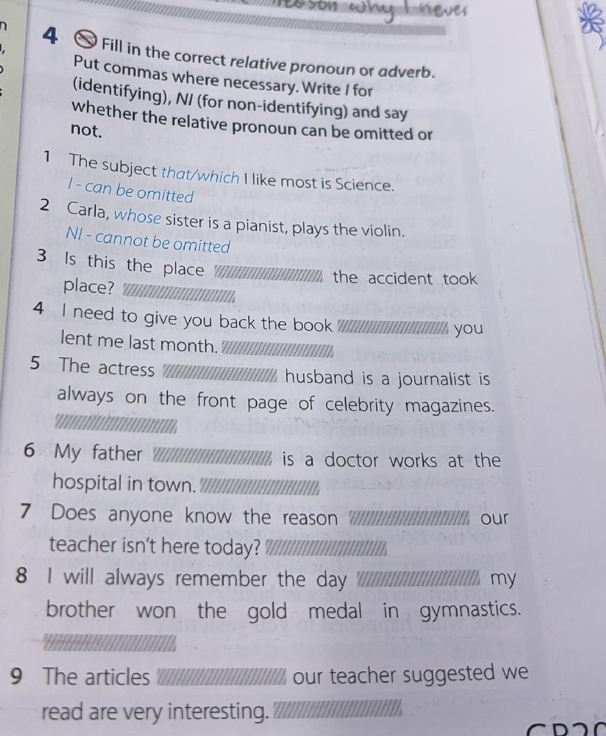 Fill in the correct relative pronoun or | StudyX
