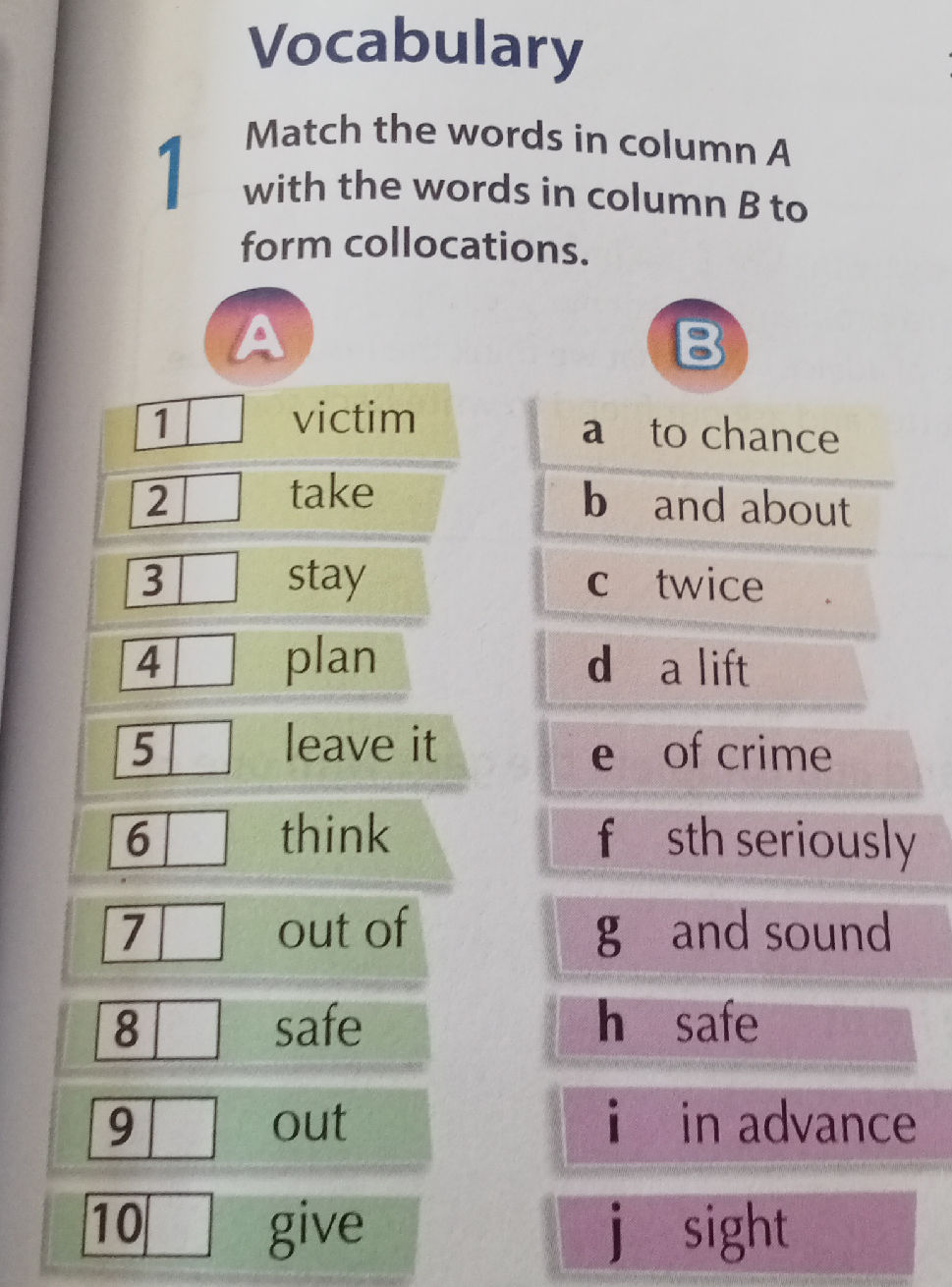 Match the words in column A with the words | StudyX