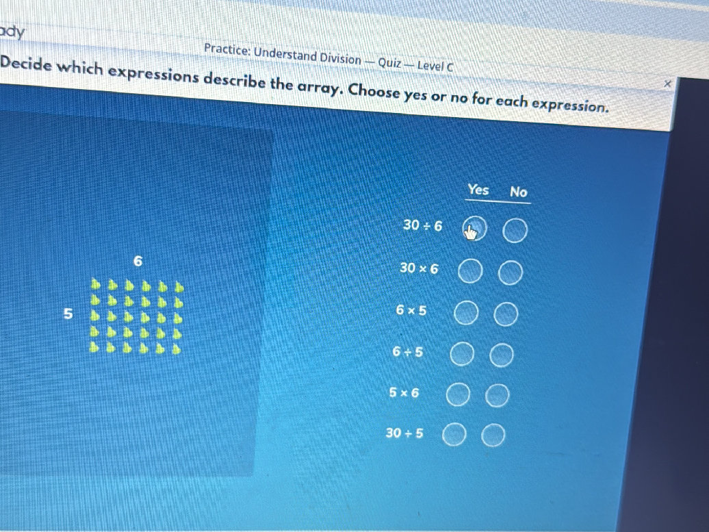 Decide which expressions describe the array. | StudyX