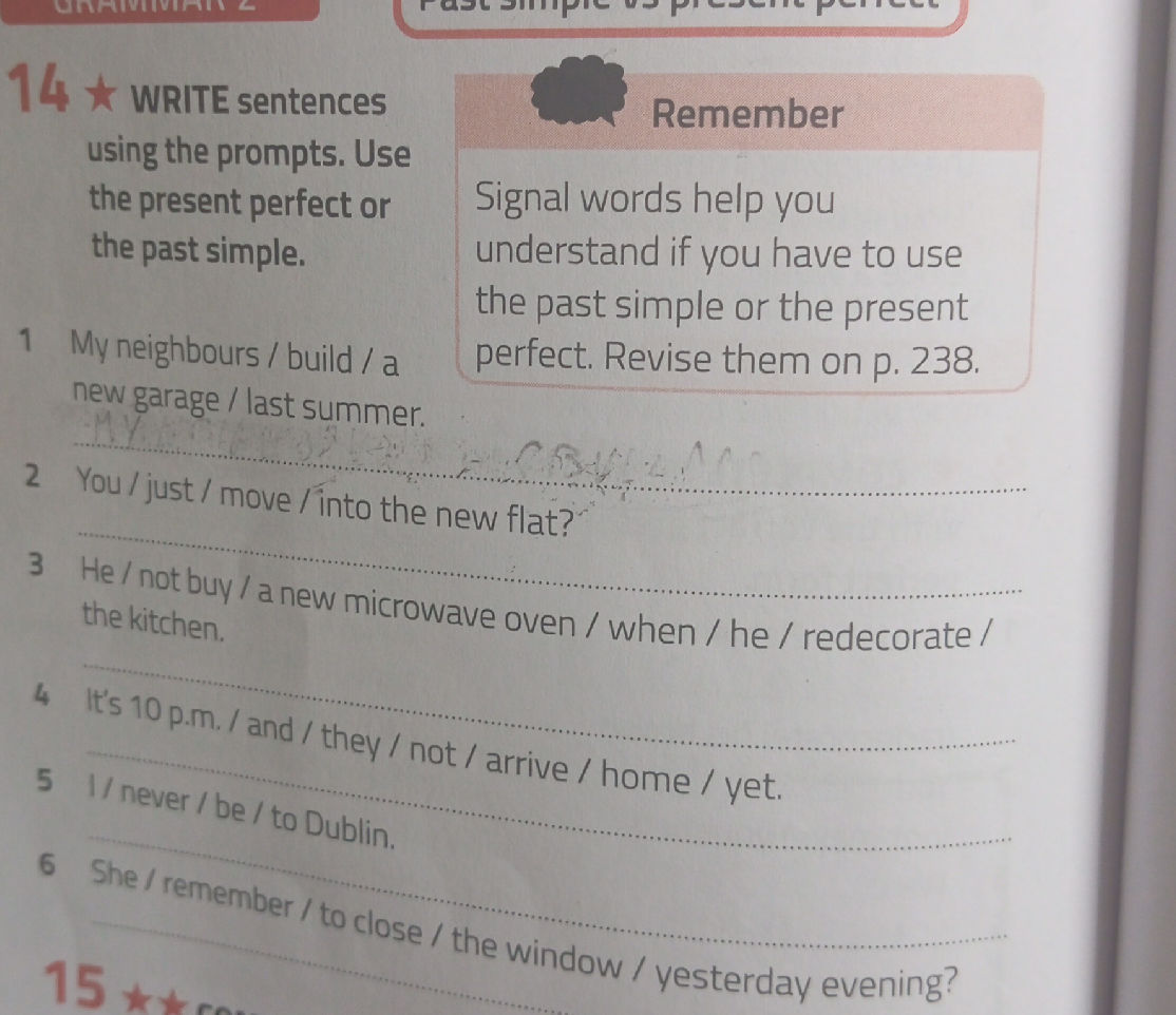 14 ★ WRITE sentences using the prompts. Use | StudyX