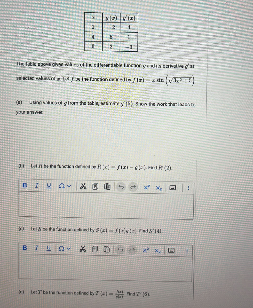The table above gives values of the | StudyX