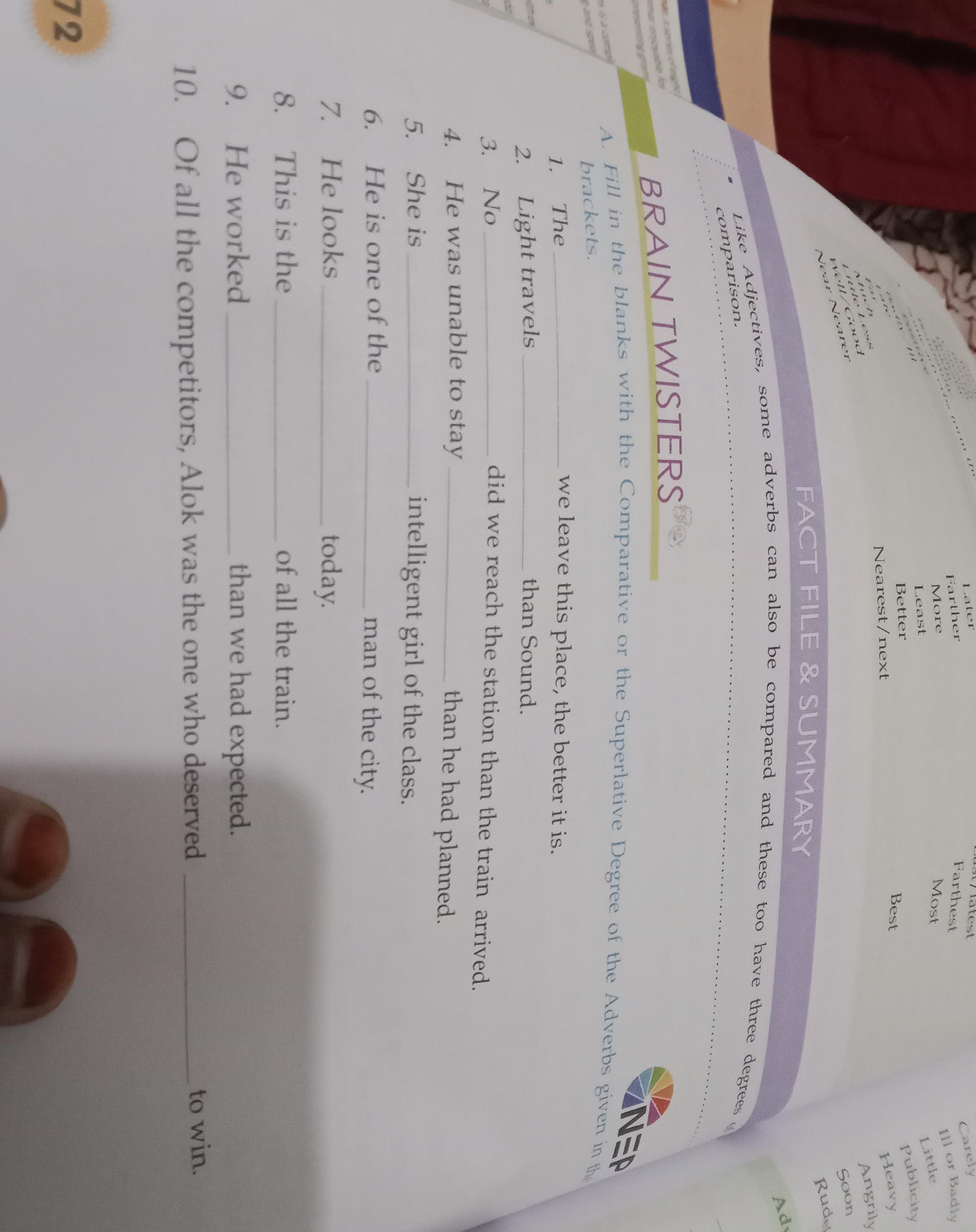 A. Fill in the blanks with the Comparative | StudyX