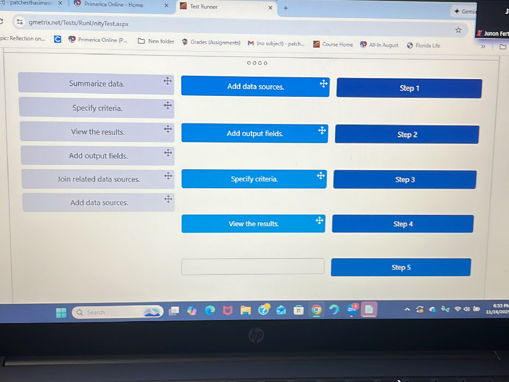 Arrange the steps for a data query process | StudyX