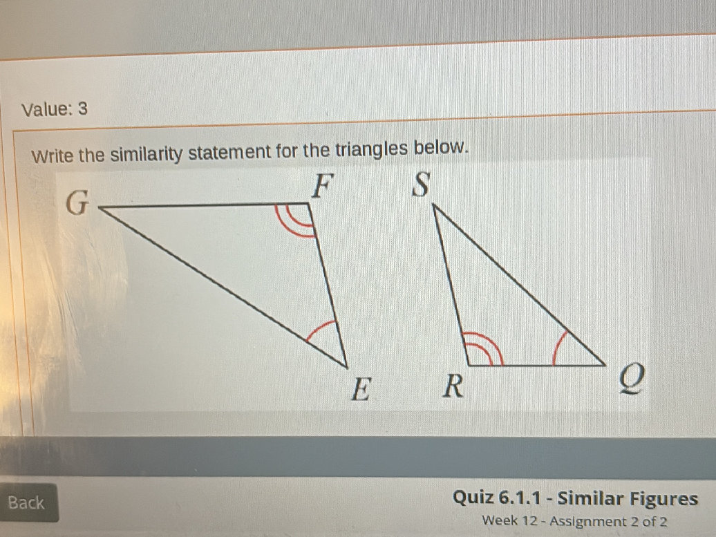 Write the similarity statement for the | StudyX