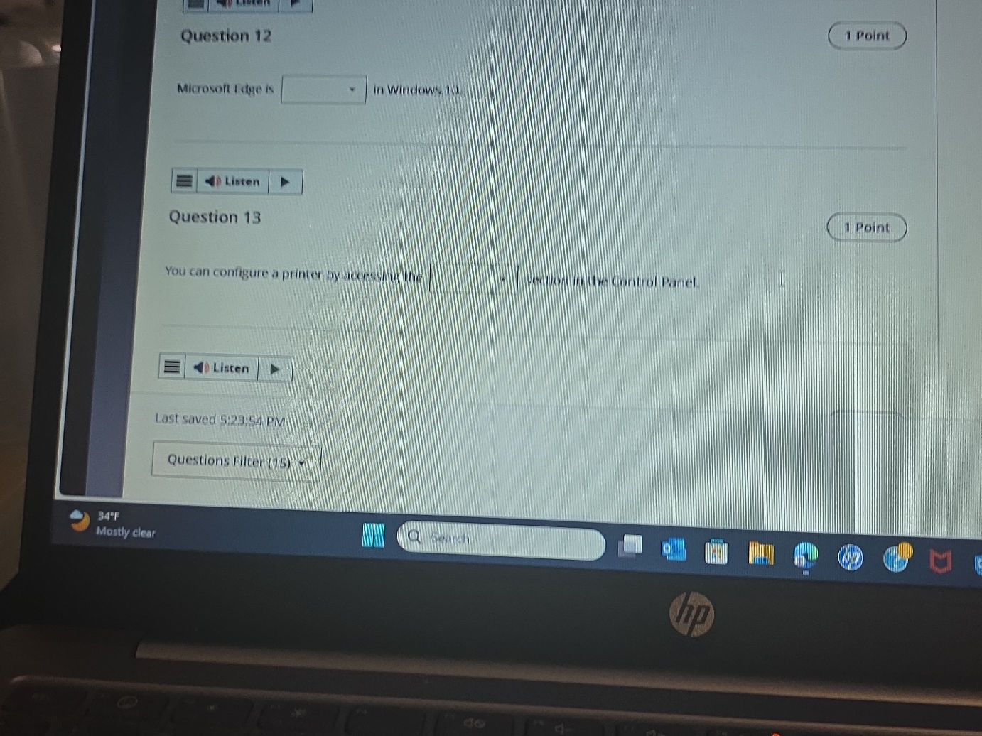 Edge First Run Questions Question 12 (1 Point) Microsoft Edge is | StudyX
