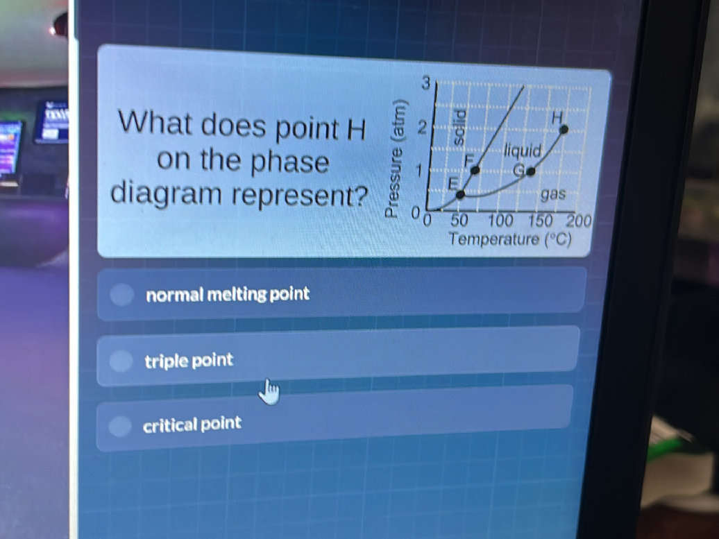 What does point H on the phase diagram | StudyX