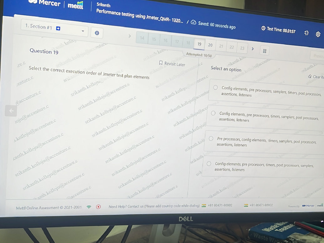 Select the correct execution order of Jmeter | StudyX